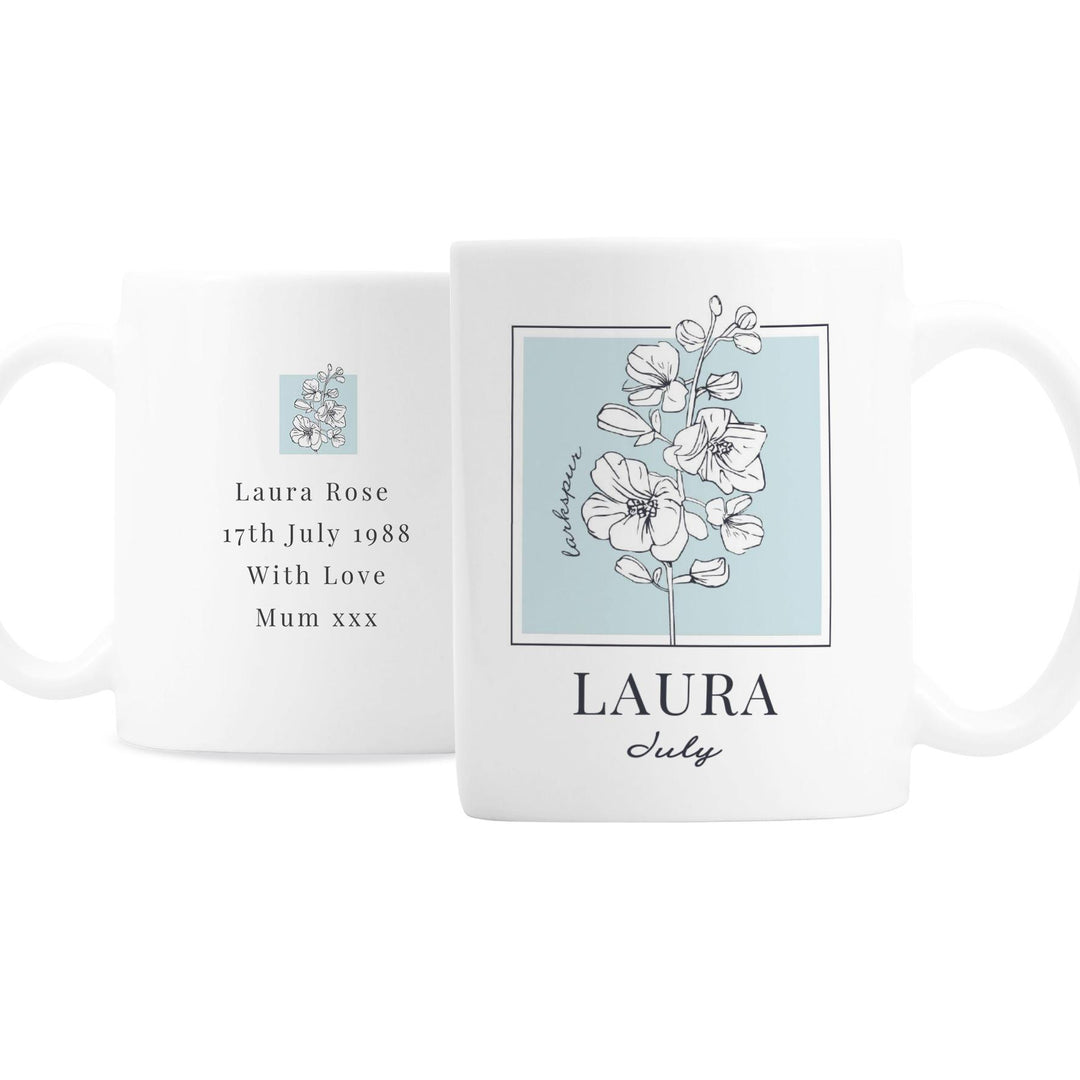 Personalised Birth Flower Mug, The Personal Shop, personalised gifts