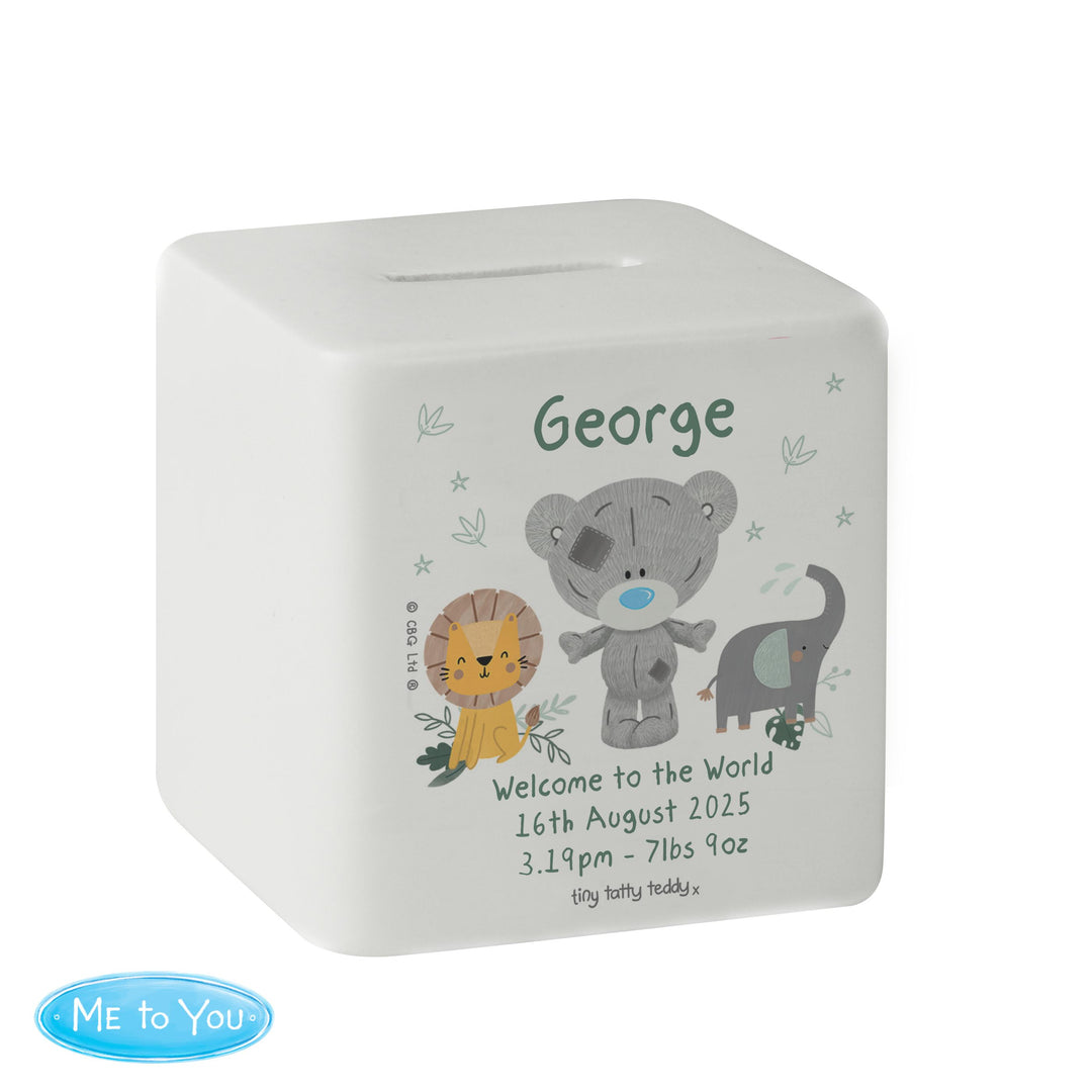 Personalised Tiny Tatty Teddy Jungle Animals Money Box, The Personal Shop, personalised gifts