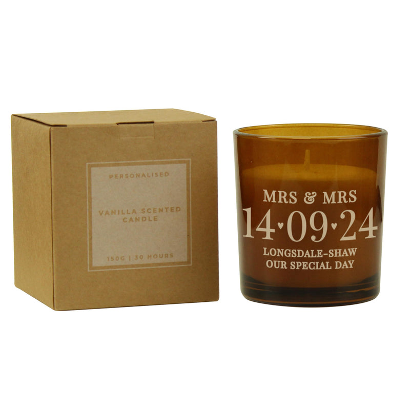 Pesonalised Special Date Amber Glass Candle