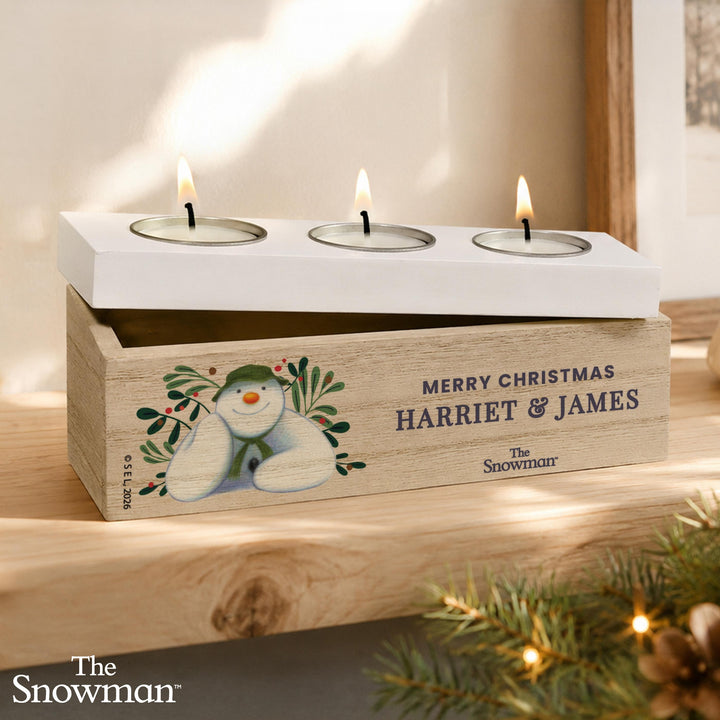 Personalised The Snowman Triple Tealight Holder