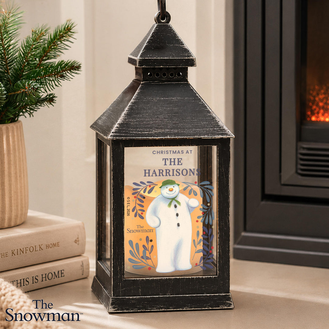 Personalised The Snowman Countdown LED Black Lantern