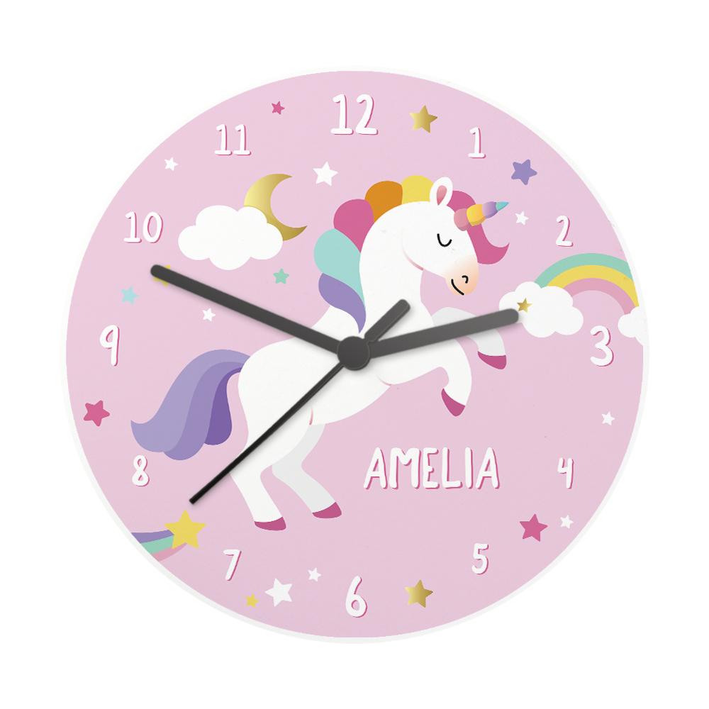 Personalised Unicorn Wooden Childrens Clock – alternative view