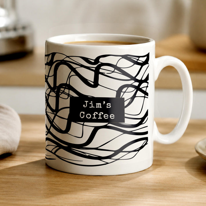 Personalised Black Pattern Mug, The Personal Shop, personalised gifts