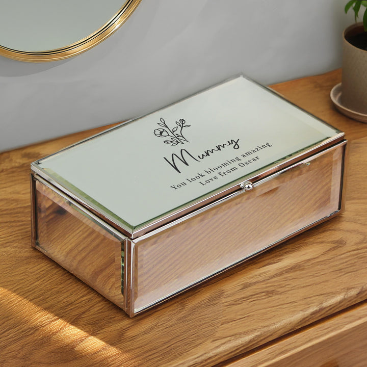 Personalised Floral Mirrored Jewellery Box – alternative view