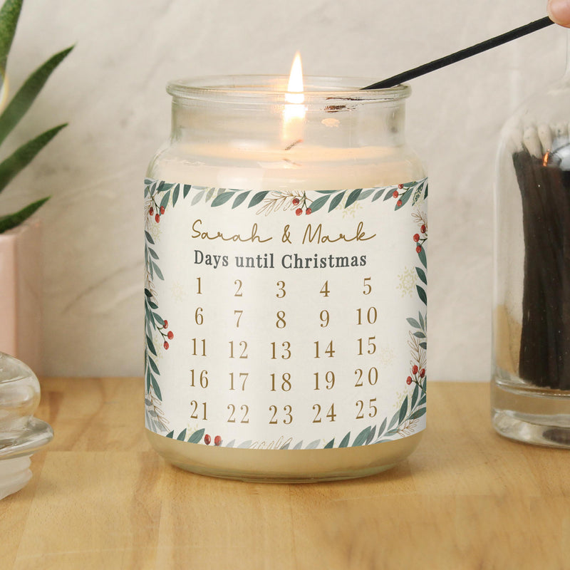 Personalised Countdown Christmas Large Candle Jar