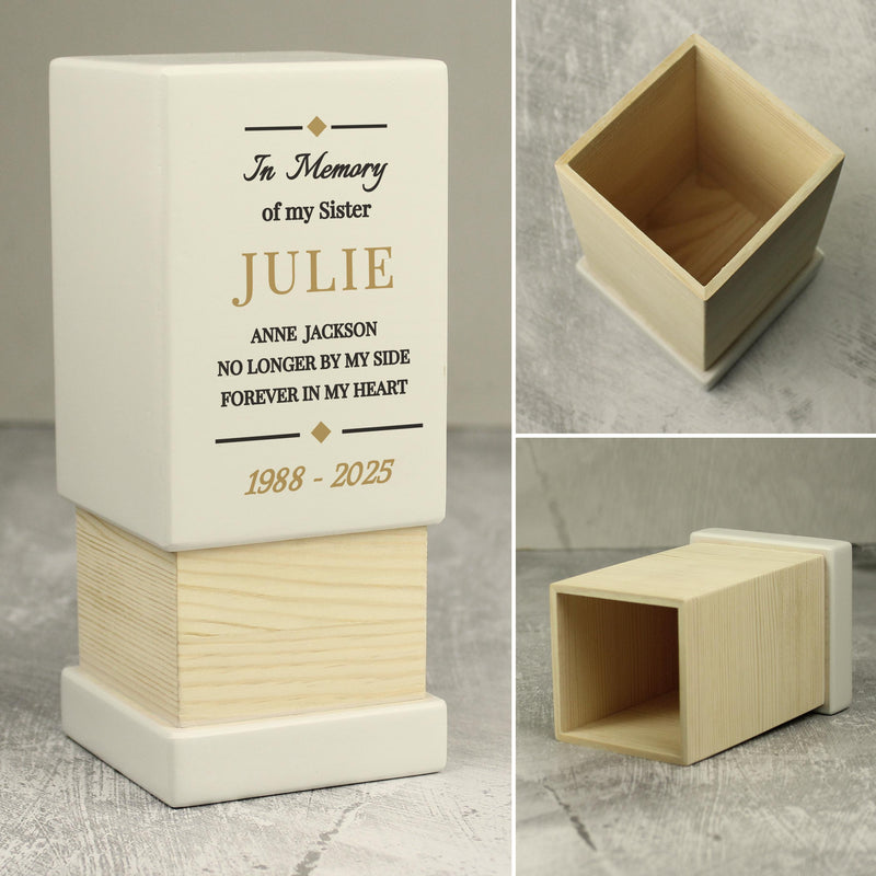 Personalised Memorial Small Wooden Urn