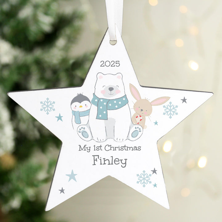 Personalised Polar Bear Christmas Star Ornament
