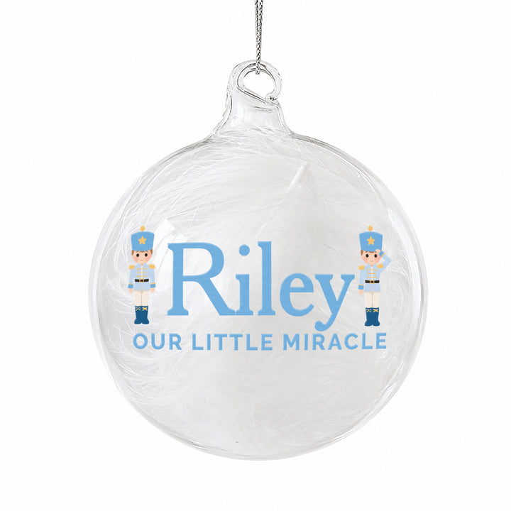 Personalised Nutcracker White Feather Glass Bauble, The Personal Shop, personalised gifts