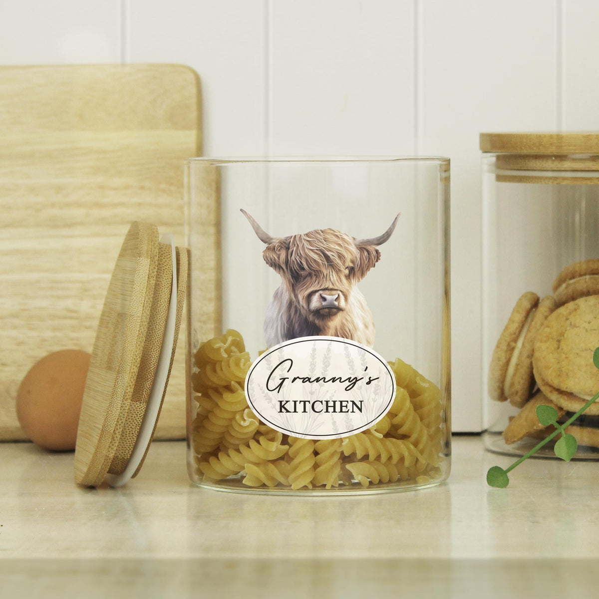 Personalised Highland Cow Glass Storage Jar – alternative view