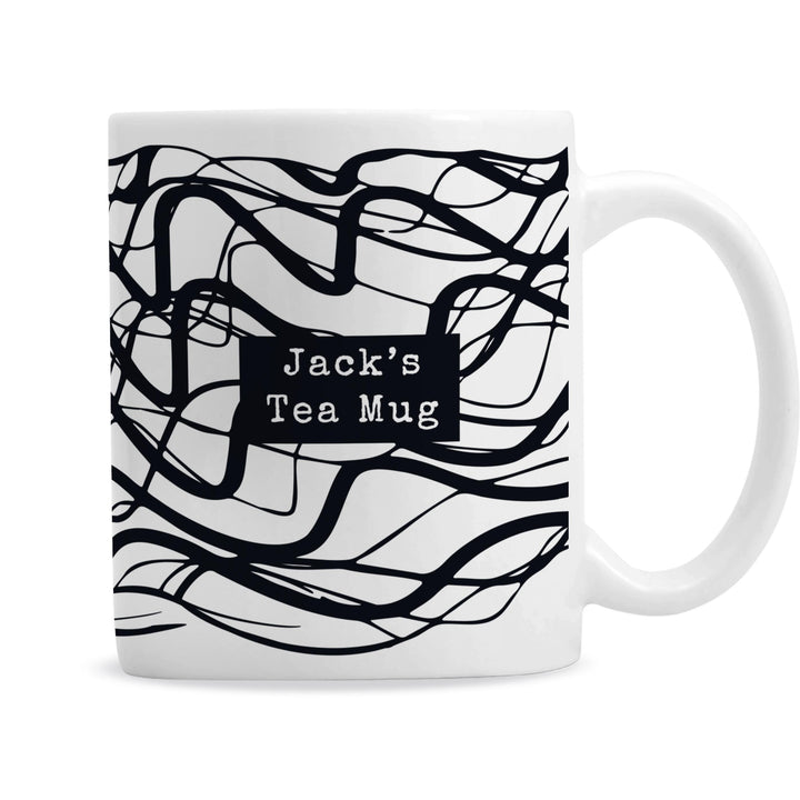 Personalised Black Pattern Mug, The Personal Shop, personalised gifts
