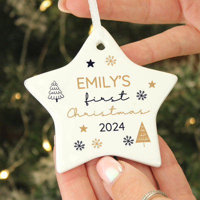 Personalised First Christmas Star Christmas Tree Decoration