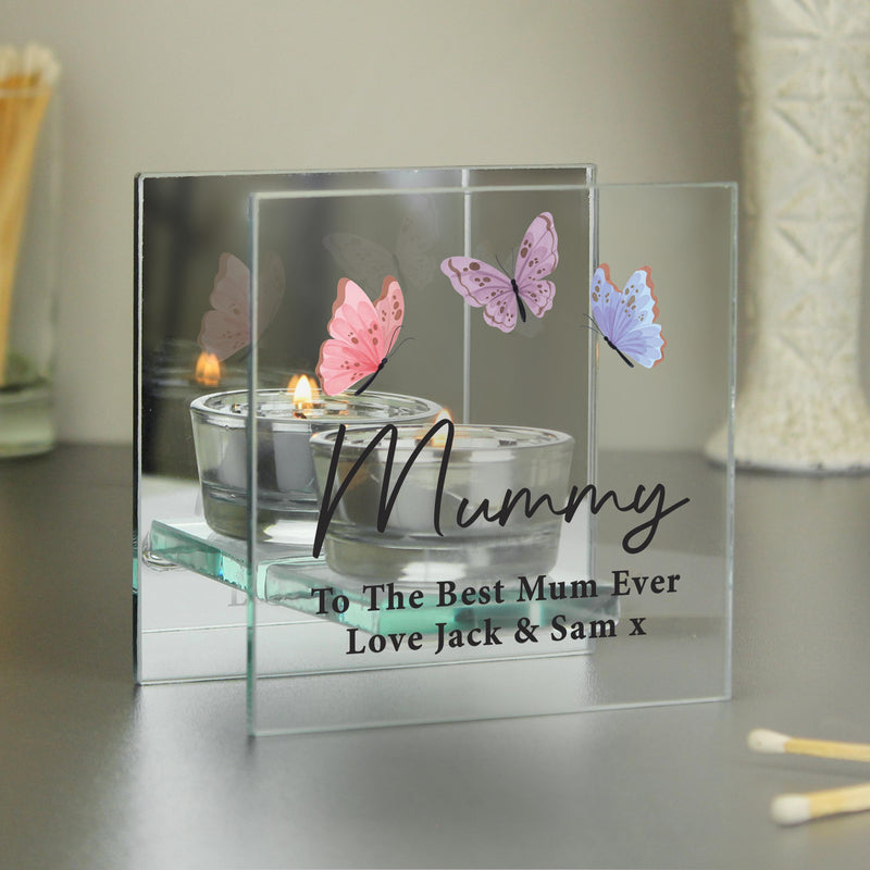 Personalised Butterfly Mirrored Tealight Holder