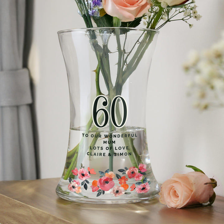 Personalised Floral Big Age Waisted Vase, The Personal Shop, personalised gifts