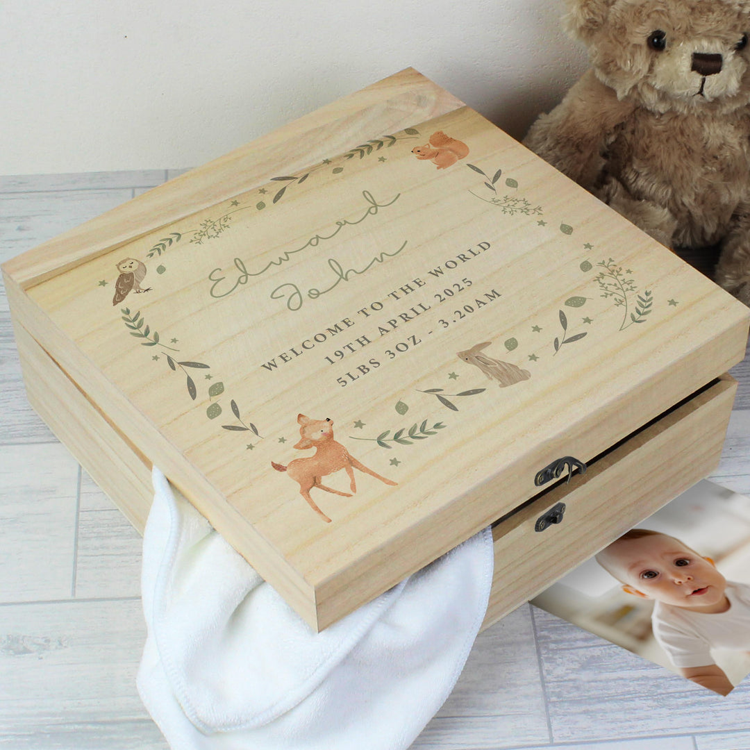 Personalised Woodland Animal Large Wooden Keepsake Box – alternative view