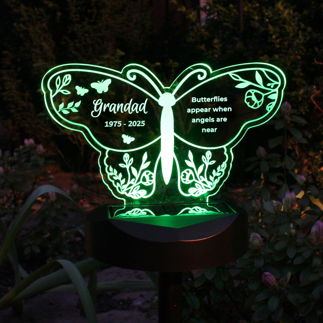 Personalised Butterfly Memorial Solar Light – alternative view