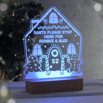 Personalised Gingerbread House Christmas Wooden Based LED Light