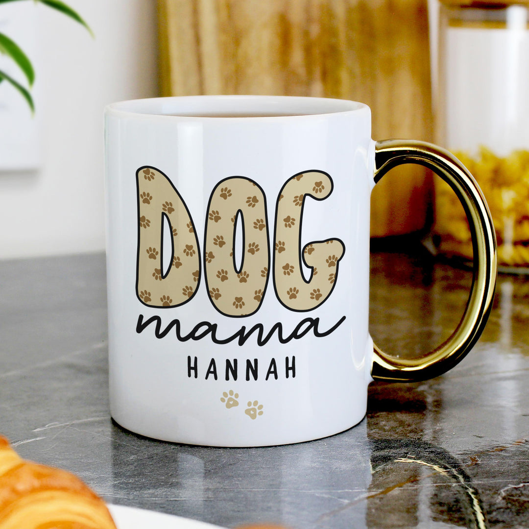 Personalised Dog Mama Gold Handle Mug, The Personal Shop, personalised gifts