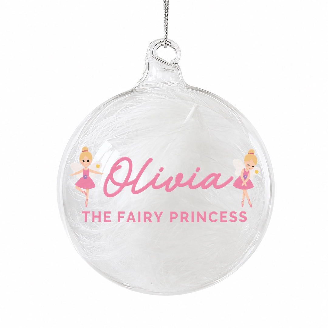 Personalised Fairy White Feather Christmas Bauble, The Personal Shop, personalised gifts