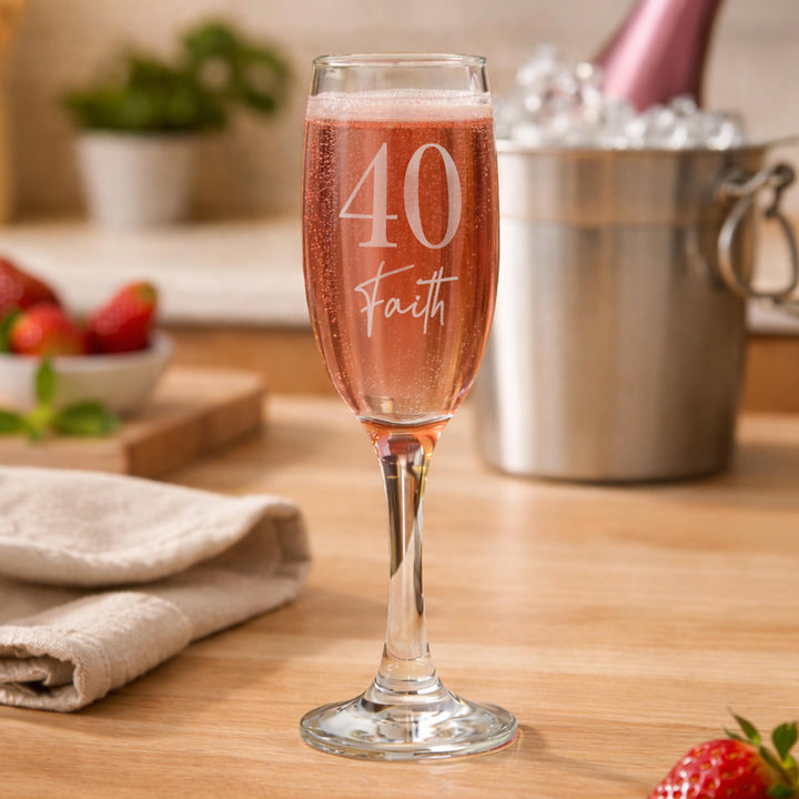 Personalised Big Age &amp; Name Flute Glass, The Personal Shop, personalised gifts