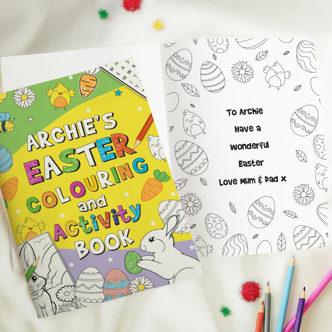Personalised Easter Activity &amp; Colouring Book, The Personal Shop, personalised gifts