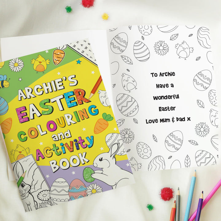Personalised Easter Activity &amp; Colouring Book, The Personal Shop, personalised gifts