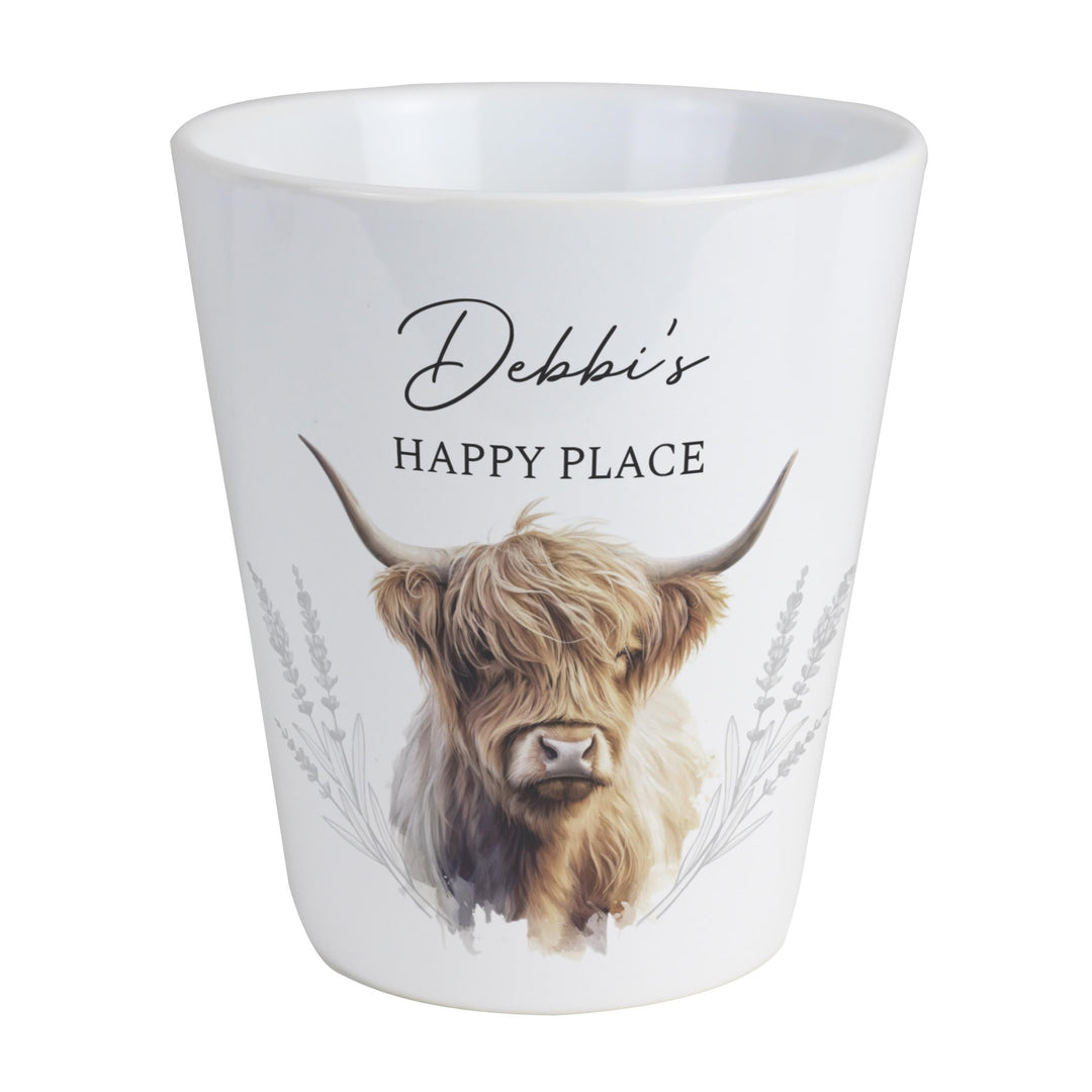 Personalised Highland Cow Plant Pot – alternative view