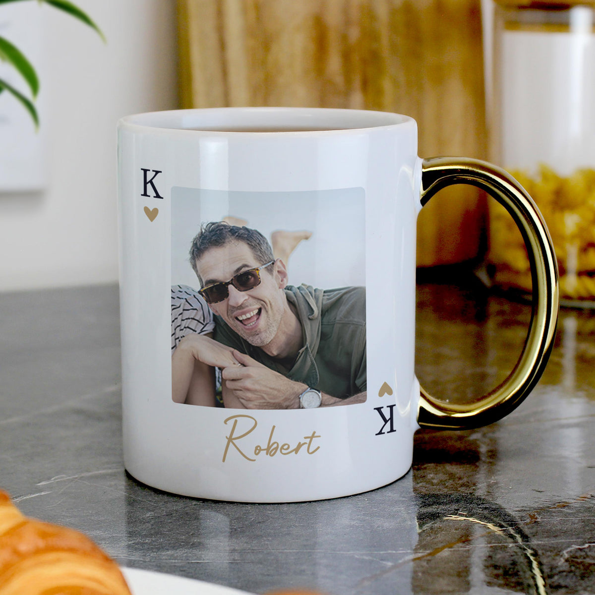 Personalised Photo Upload King Gold Handle Mug – alternative view