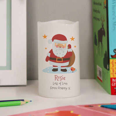 Personalised Christmas Santa LED Candle