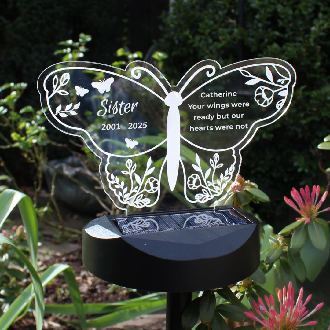 Personalised Butterfly Memorial Solar Light – alternative view