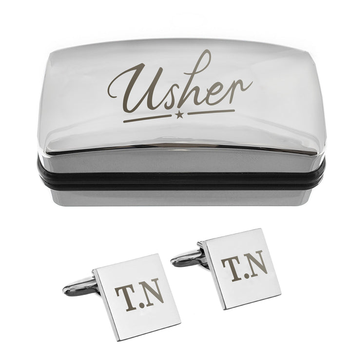 Personalised Usher Wedding Cufflinks and Box Set – alternative view