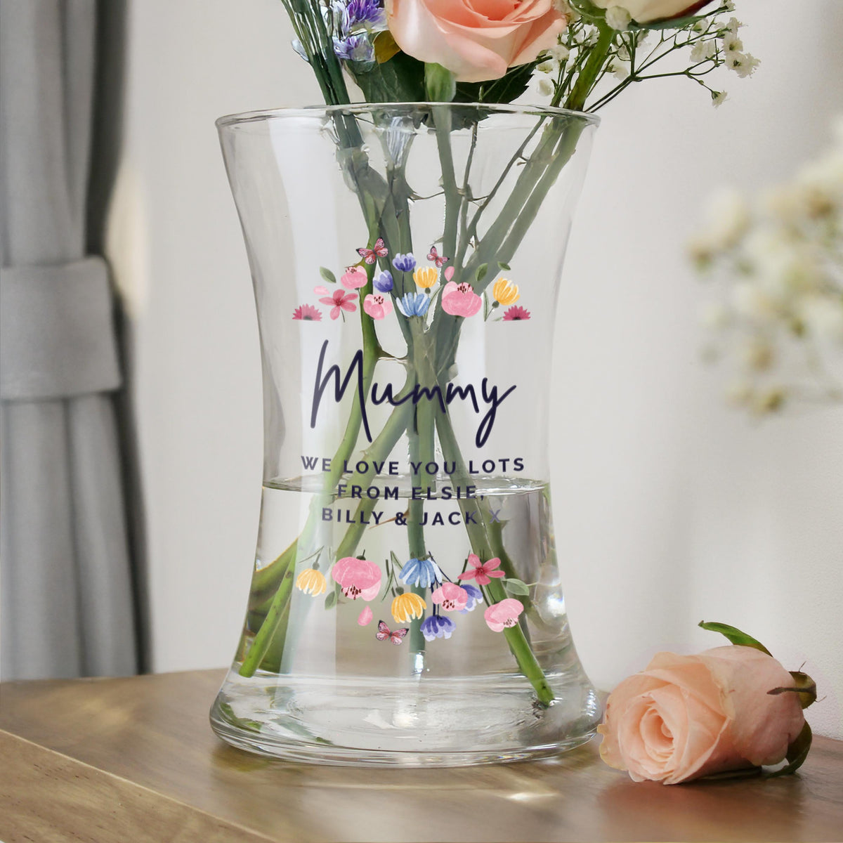 Personalised Bright Floral Waisted Vase, The Personal Shop, personalised gifts