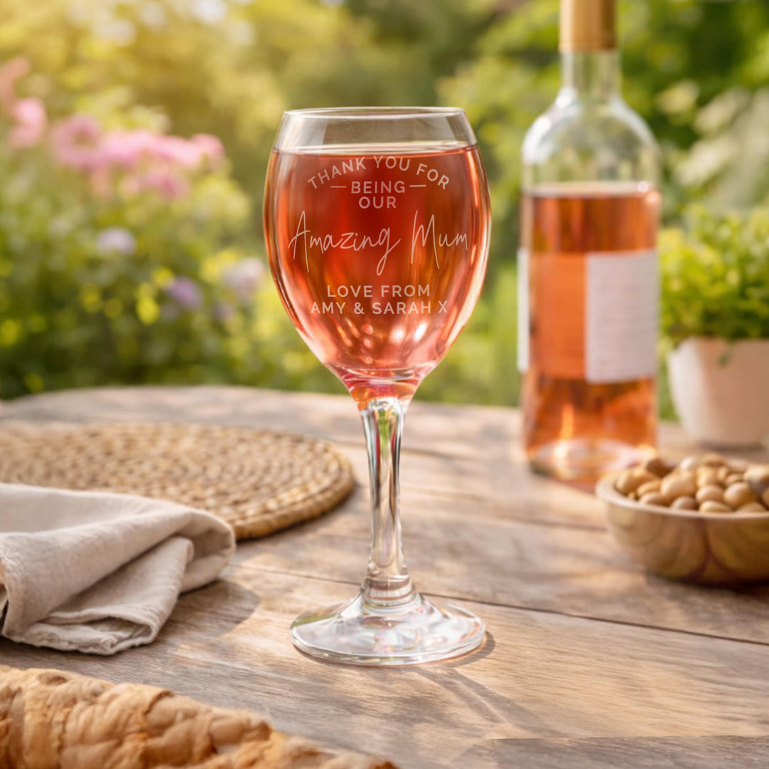 Personalised Thank you Wine Glass, The Personal Shop, personalised gifts