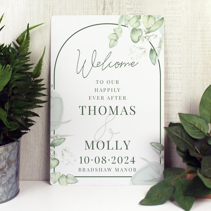 Personalised Botanical Wedding Metal Sign – alternative view