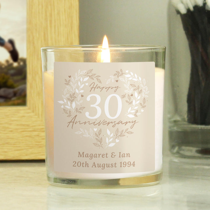 Personalised 30th Pearl Wedding Anniversary Candle Jar – alternative view