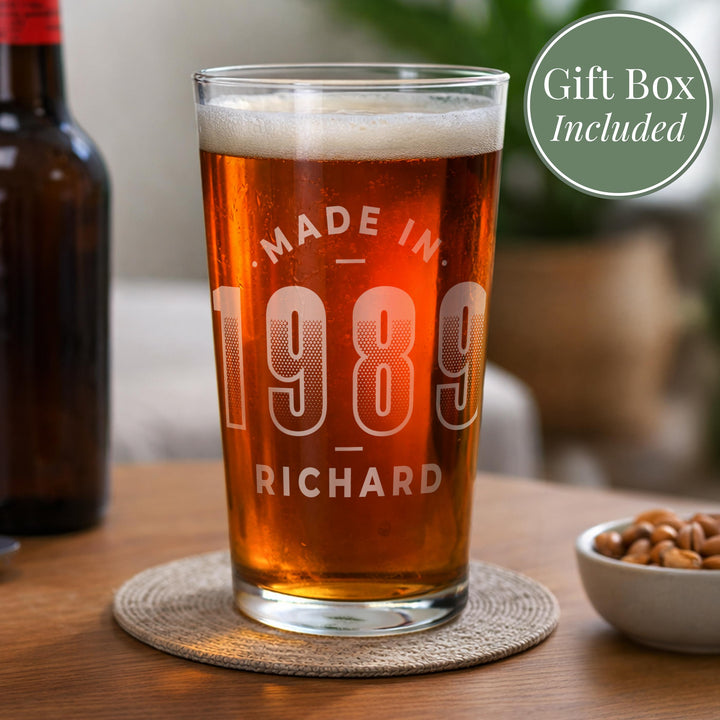 Personalised Made in Pint Glass, The Personal Shop, personalised gifts