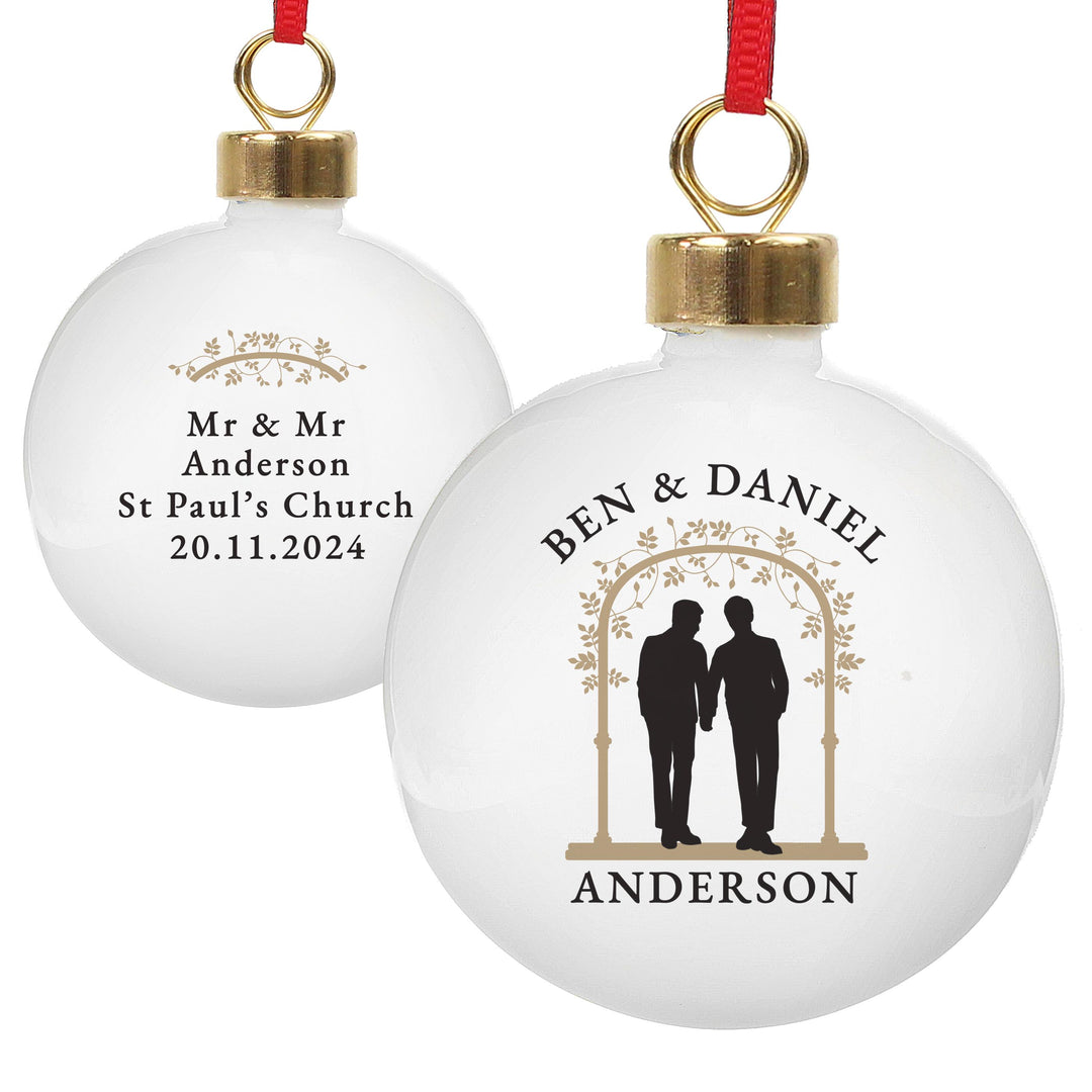 Personalised Mr &amp; Mr Bauble – alternative view
