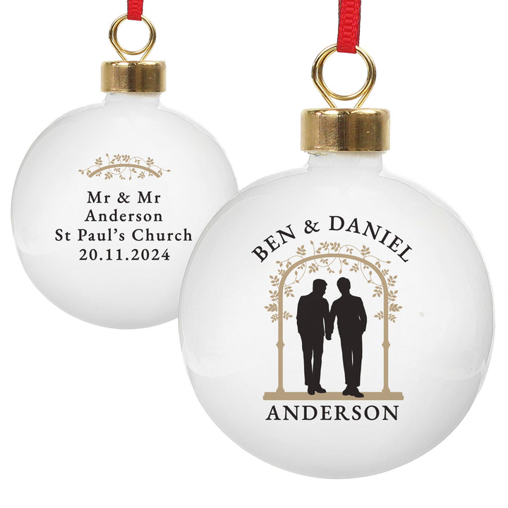 Personalised Mr &amp; Mr Bauble – alternative view
