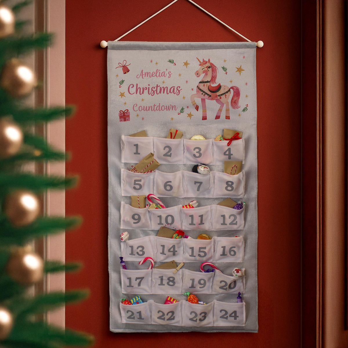 Personalised Unicorn Christmas Advent Calendar