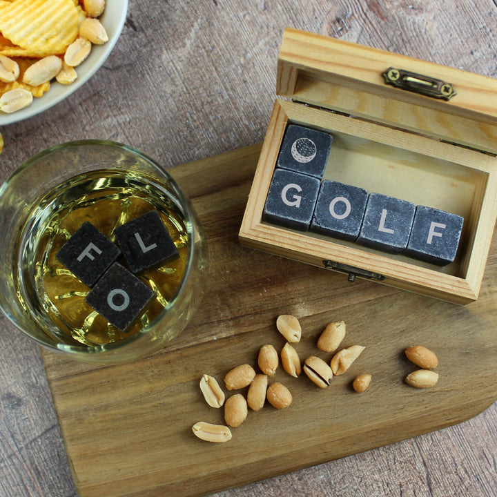 Personalised Best By Par Glass &amp; Whisky Stones – alternative view