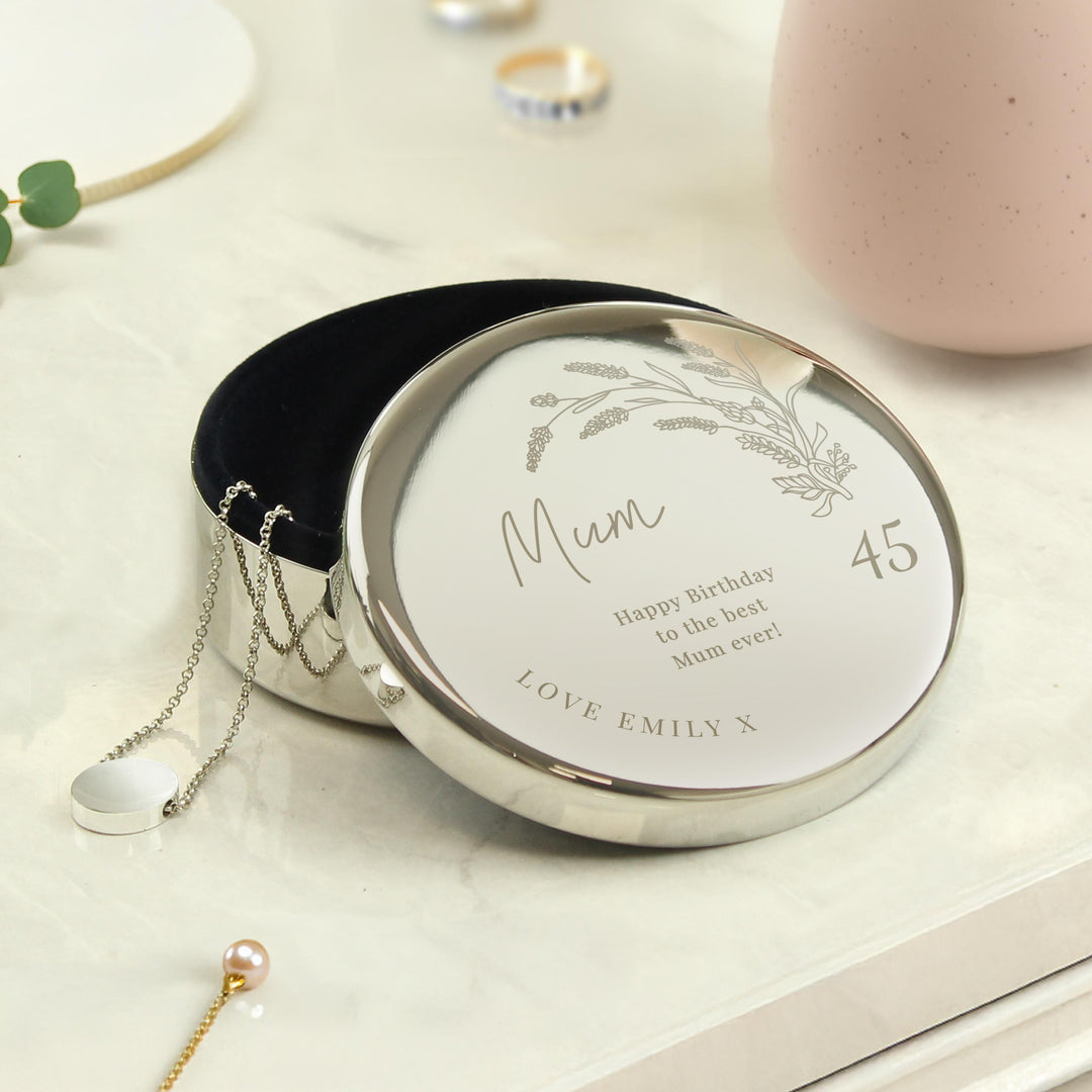 Personalised Birthday Round Trinket Box – alternative view