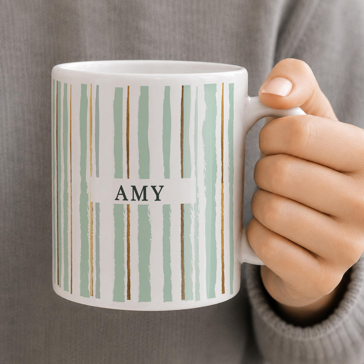 Personalised Striped Mug, The Personal Shop, personalised gifts