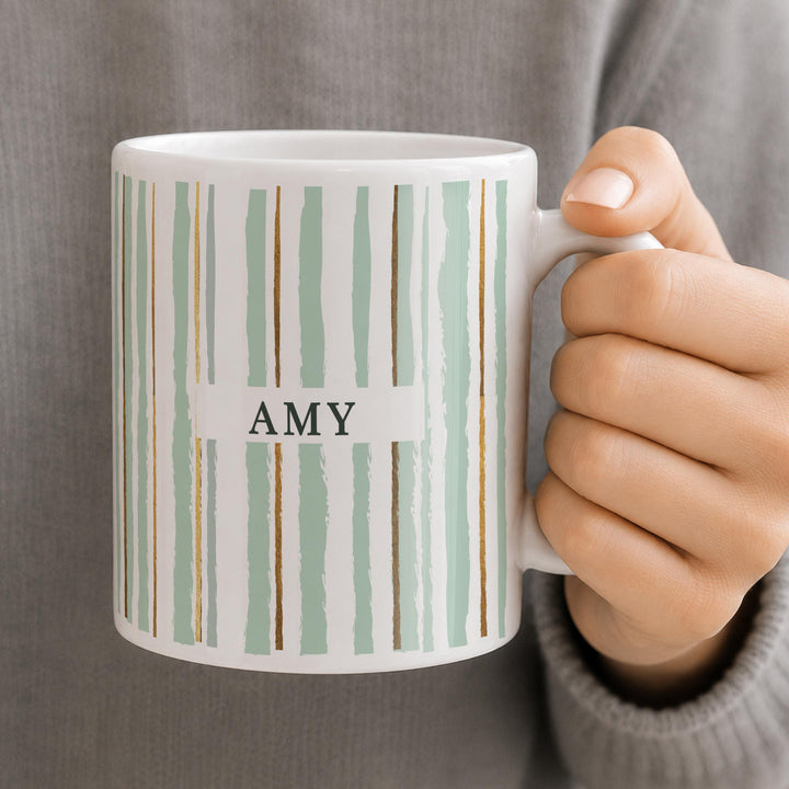 Personalised Striped Mug, The Personal Shop, personalised gifts