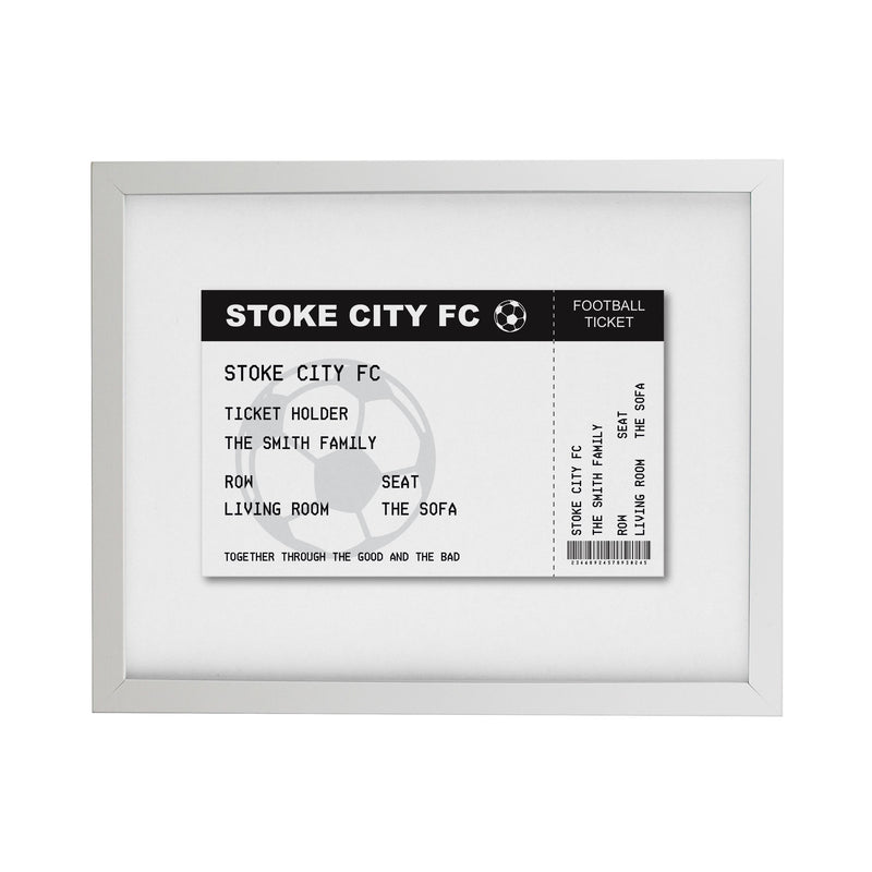 Personalised Football Ticket White poster Frame