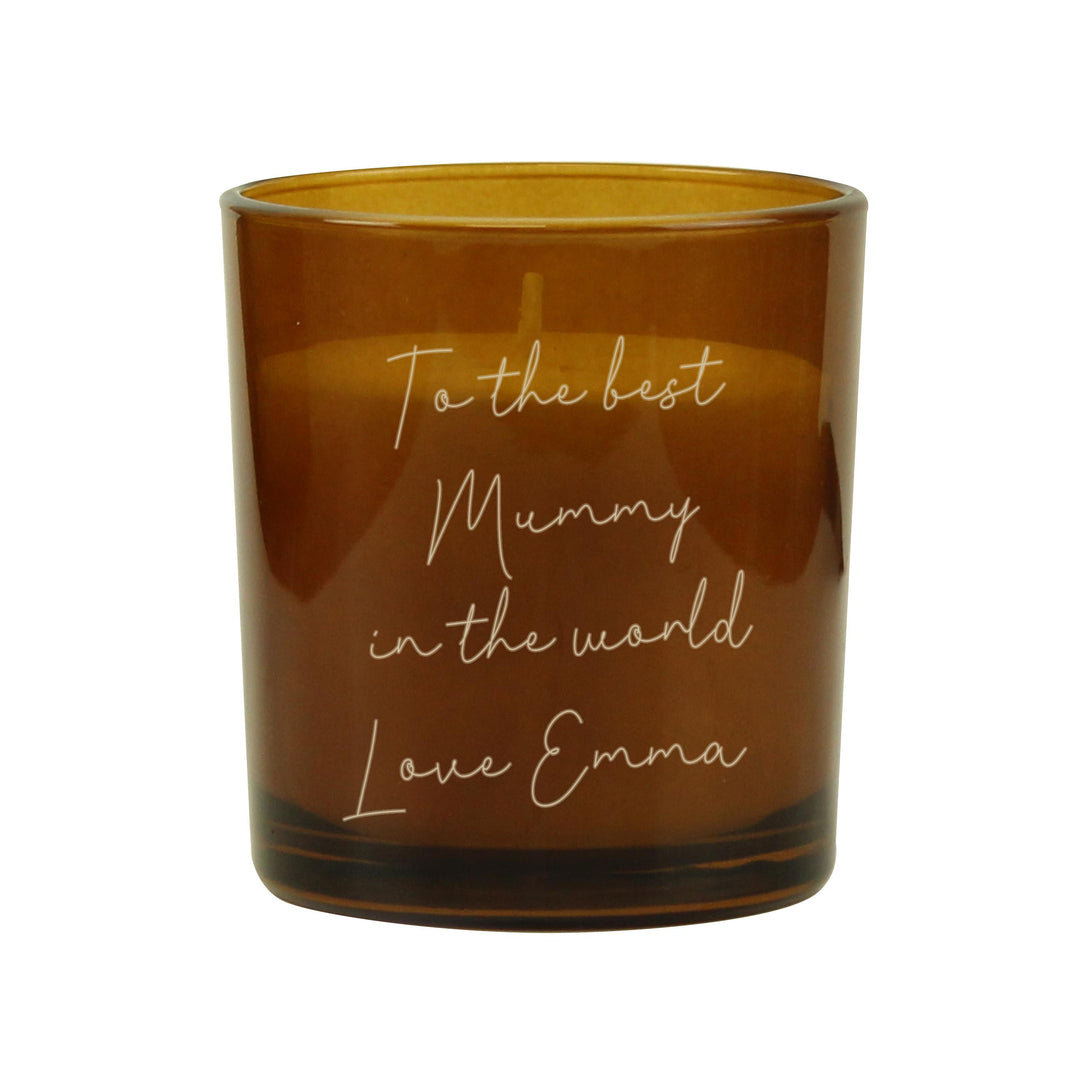 Personalised Engraved Message Amber Glass Candle – alternative view