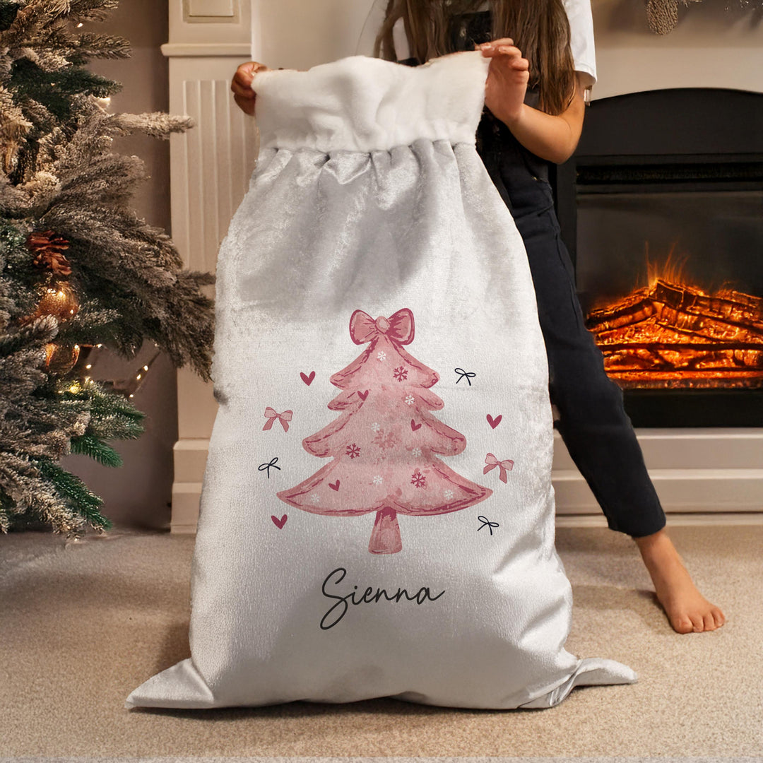 Personalised Pink Christmas Tree Sack – alternative view
