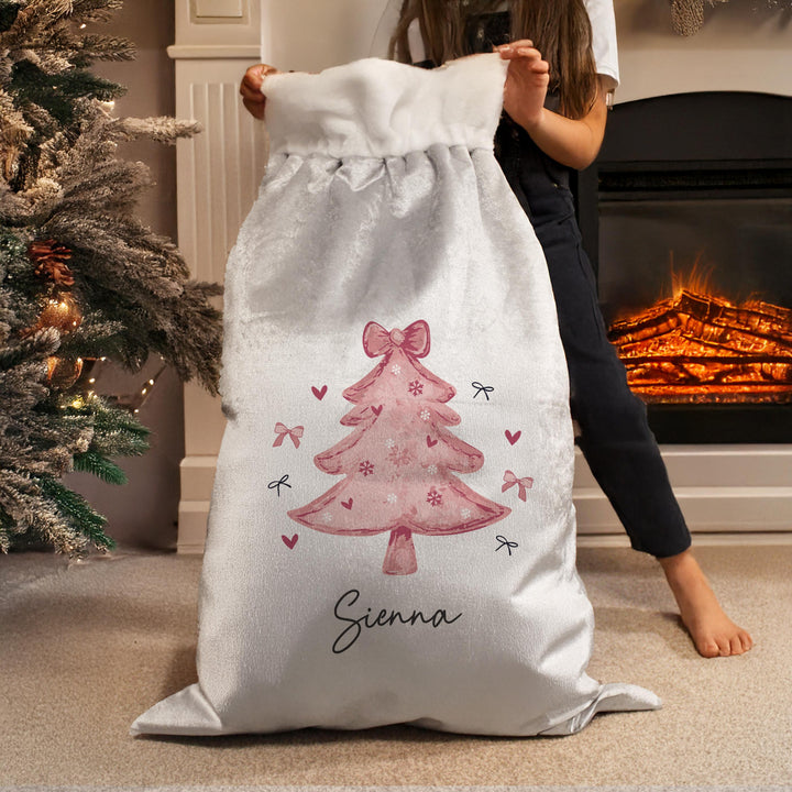 Personalised Pink Christmas Tree Sack – alternative view