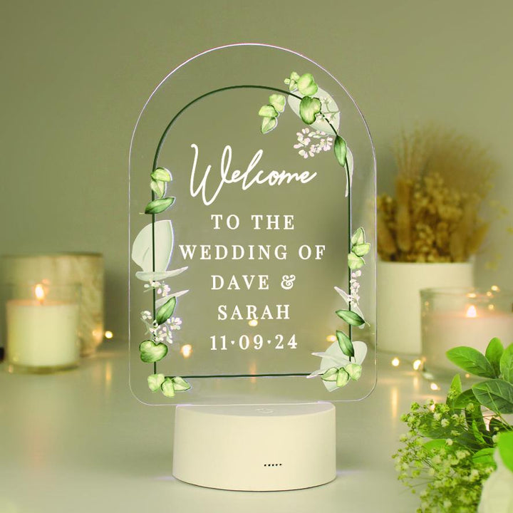 Personalised Botanical Wedding LED Colour Changing Light – alternative view