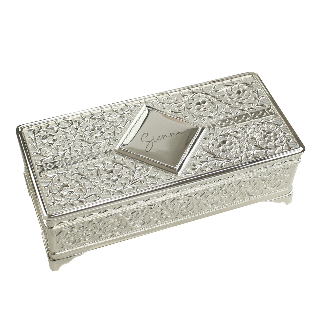 Personalised Silver Plated Jewellery Box, The Personal Shop, personalised gifts