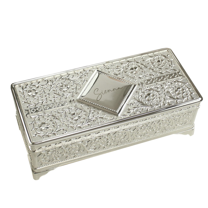 Personalised Silver Plated Jewellery Box, The Personal Shop, personalised gifts