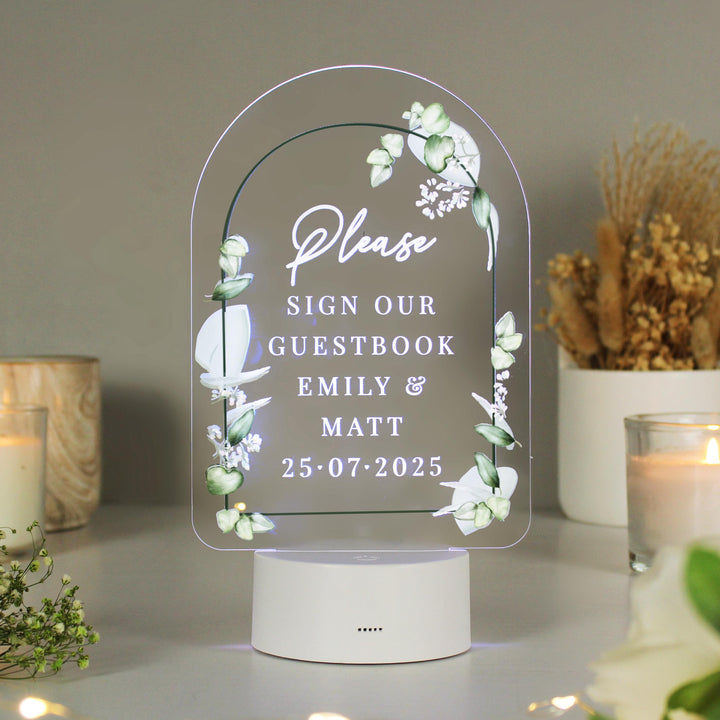 Personalised Botanical Wedding LED Colour Changing Light – alternative view